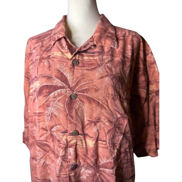 Tommy Bahama 100% Silk Hawaiian Shirt, Palm Tree Print, Size XL, Men's - Picture 1 of 5